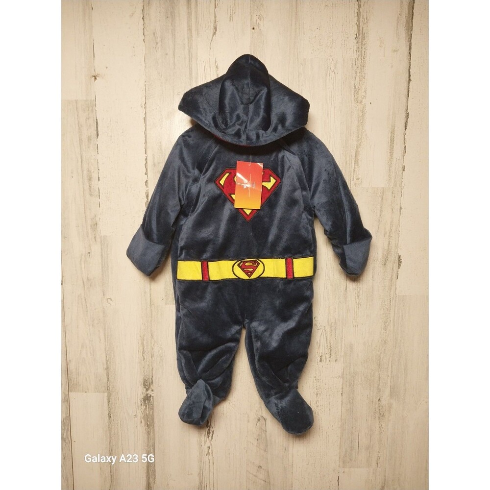 Baby Toddler Snowsuit DC Comic Superman Plush Bunting Hoodie Size 6-9 months